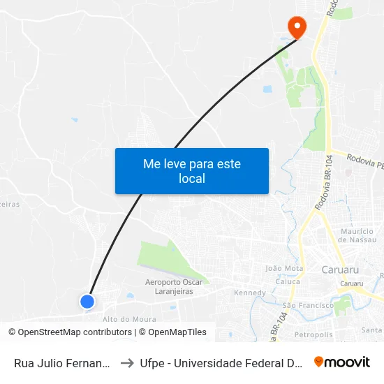 Rua Julio Fernandes, 2002 to Ufpe - Universidade Federal De Pernambuco map