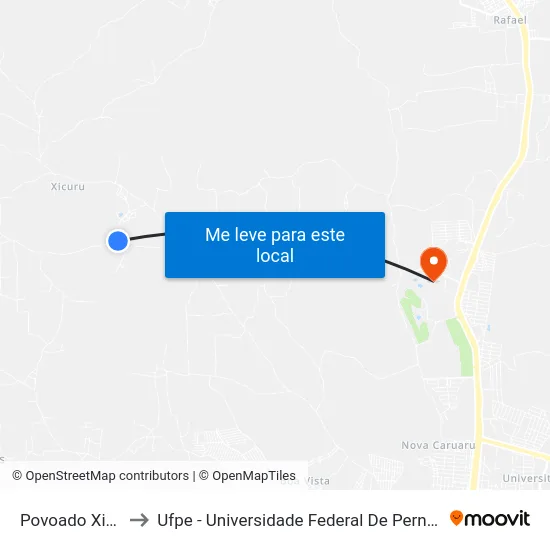 Povoado Xicuru to Ufpe - Universidade Federal De Pernambuco map