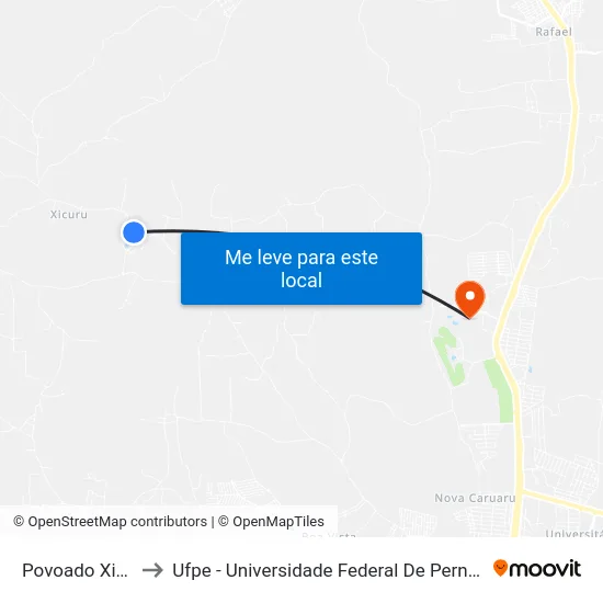 Povoado Xicuru to Ufpe - Universidade Federal De Pernambuco map