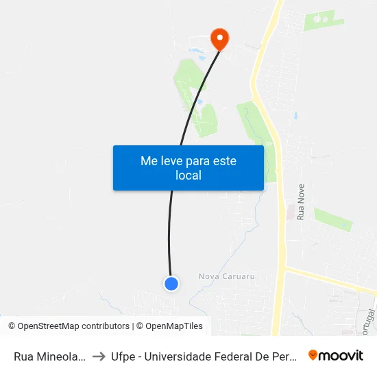 Rua Mineola 206 to Ufpe - Universidade Federal De Pernambuco map