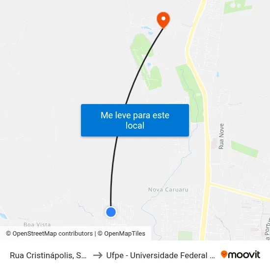 Rua Cristinápolis, S/N - Caruaru to Ufpe - Universidade Federal De Pernambuco map