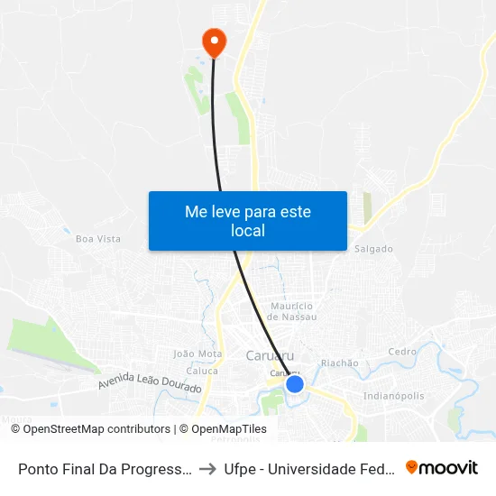 Ponto Final Da Progresso- Praça Do Rosário to Ufpe - Universidade Federal De Pernambuco map