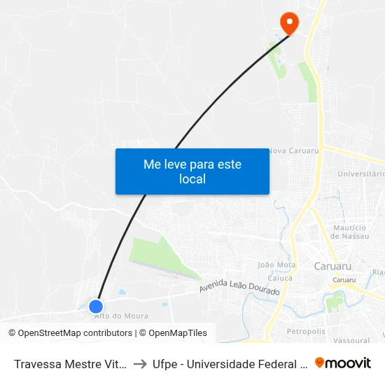 Travessa Mestre Vitalino Tc 230 to Ufpe - Universidade Federal De Pernambuco map
