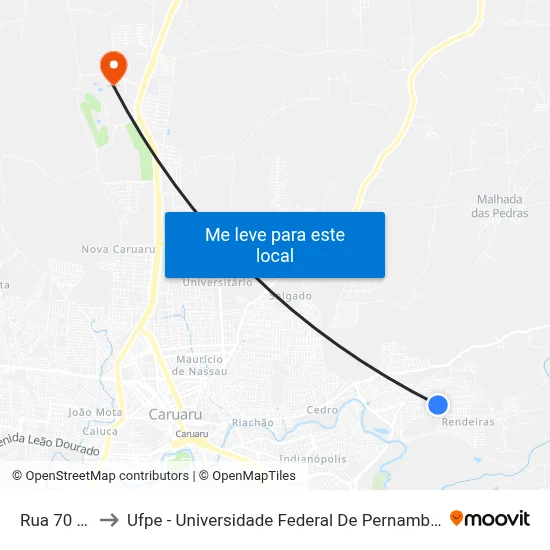 Rua 70 35 to Ufpe - Universidade Federal De Pernambuco map