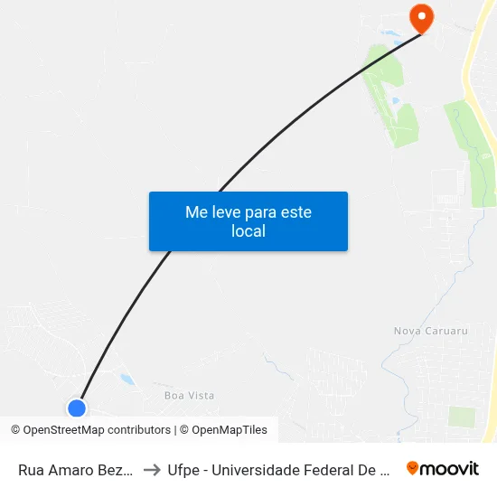 Rua Amaro Bezerra 12 to Ufpe - Universidade Federal De Pernambuco map