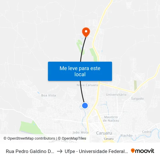 Rua Pedro Galdino De Macedo 31 to Ufpe - Universidade Federal De Pernambuco map