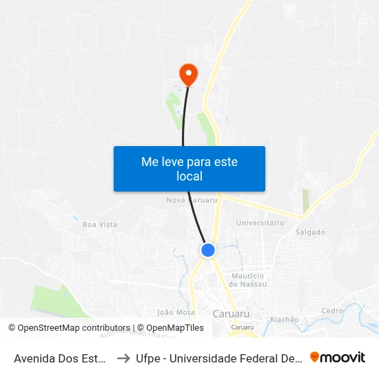 Avenida Dos Estados 175 to Ufpe - Universidade Federal De Pernambuco map