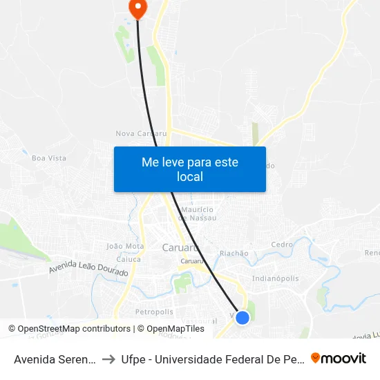 Avenida Serena 327 to Ufpe - Universidade Federal De Pernambuco map