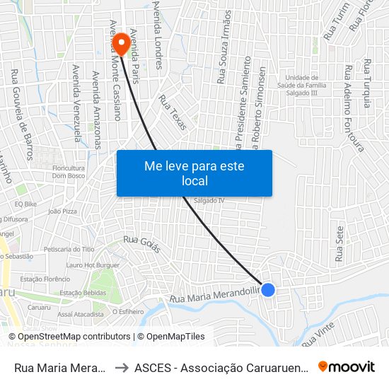 Rua Maria Merandoilina, 609 to ASCES - Associação Caruaruense de Ensino Superior map