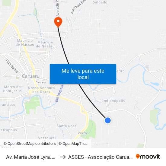 Av. Maria José Lyra, 320 | Unimed Caruaru to ASCES - Associação Caruaruense de Ensino Superior map