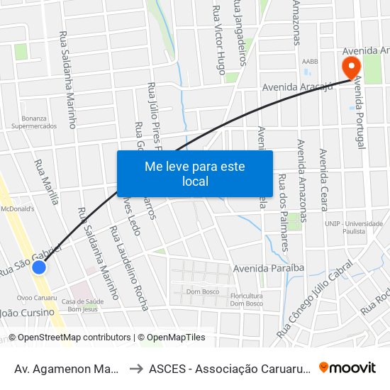 Av. Agamenon Magalhães, 944-950 to ASCES - Associação Caruaruense de Ensino Superior map