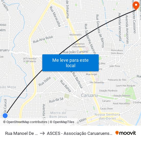 Rua Manoel De Abreu, 317 to ASCES - Associação Caruaruense de Ensino Superior map