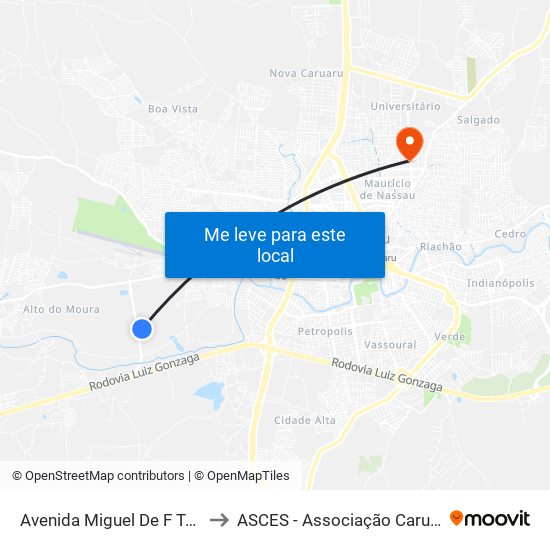 Avenida Miguel De F Torres Pdsa Modulo I, 750 to ASCES - Associação Caruaruense de Ensino Superior map