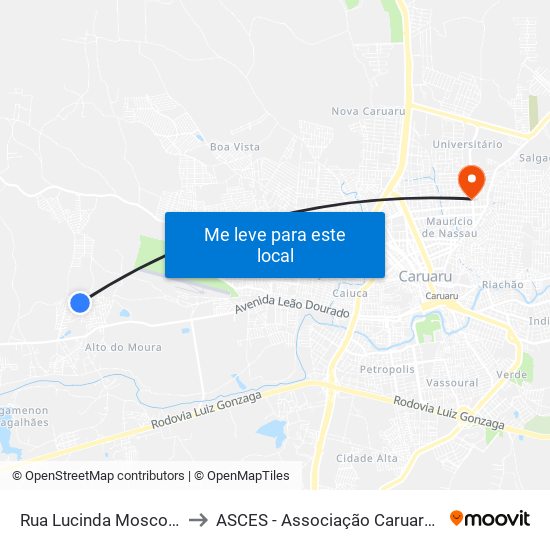 Rua Lucinda Moscoso De França, 120 to ASCES - Associação Caruaruense de Ensino Superior map