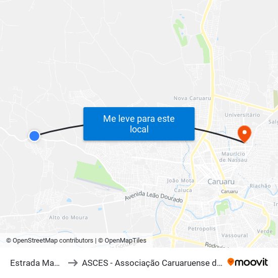 Estrada Maniboça 1 to ASCES - Associação Caruaruense de Ensino Superior map