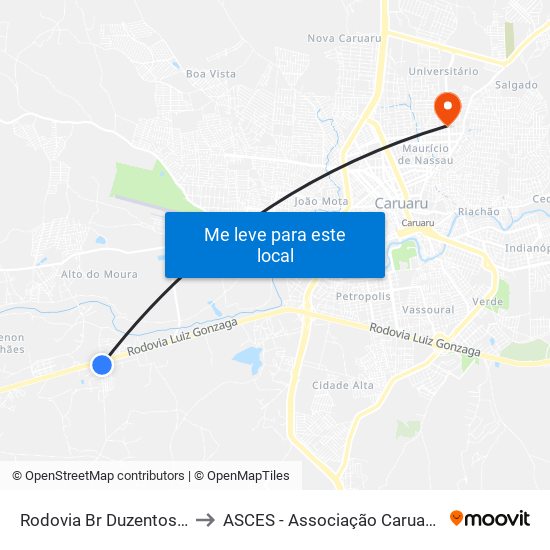 Rodovia Br Duzentos E Trinta E Dois, 510 to ASCES - Associação Caruaruense de Ensino Superior map