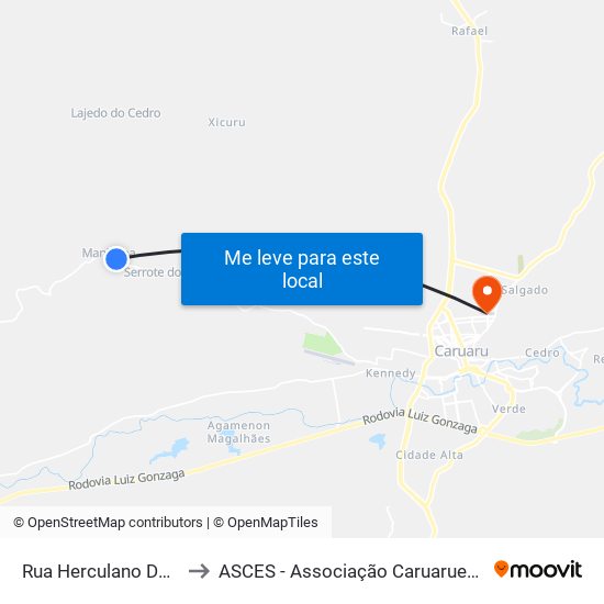 Rua Herculano De Almeida, 765 to ASCES - Associação Caruaruense de Ensino Superior map