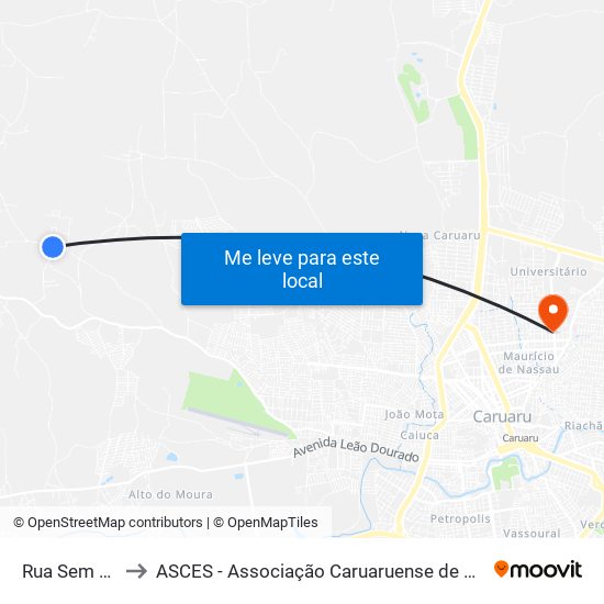 Rua Sem Nome to ASCES - Associação Caruaruense de Ensino Superior map