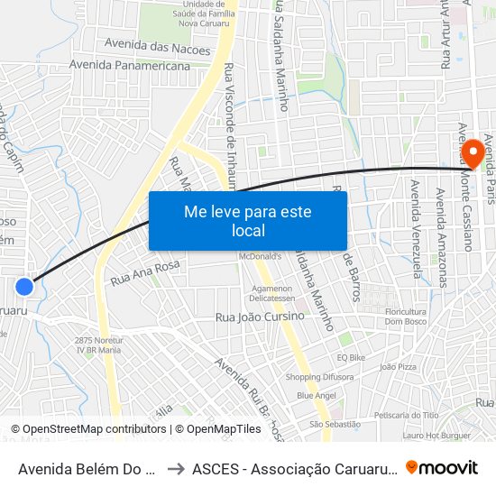 Avenida Belém Do São Francisco, 46 to ASCES - Associação Caruaruense de Ensino Superior map