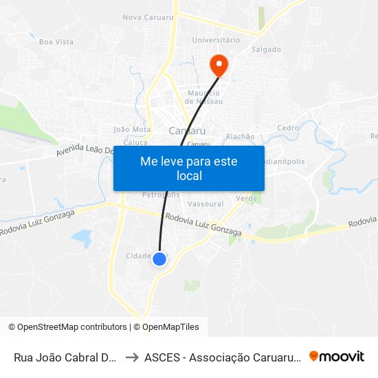 Rua João Cabral De Melo Neto, S/N to ASCES - Associação Caruaruense de Ensino Superior map