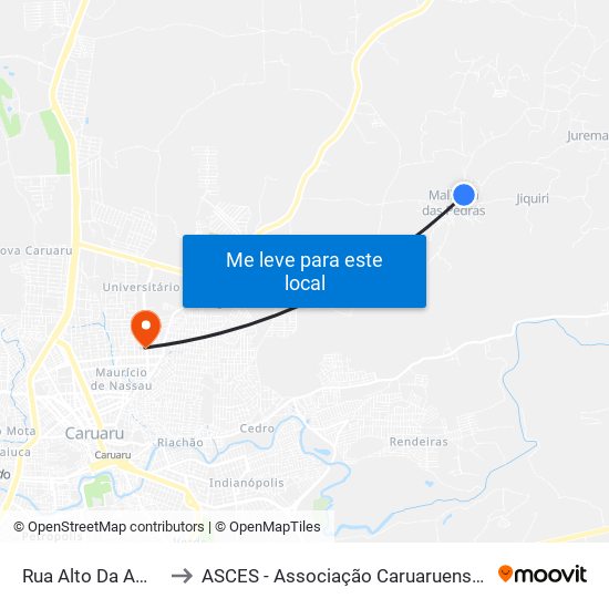 Rua Alto Da Ameixa, 3210 to ASCES - Associação Caruaruense de Ensino Superior map