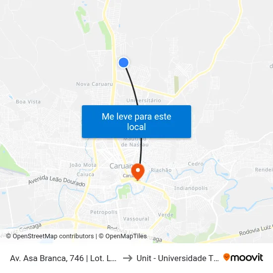 Av. Asa Branca, 746 | Lot. Luiz Gonzaga to Unit - Universidade Tiradentes map