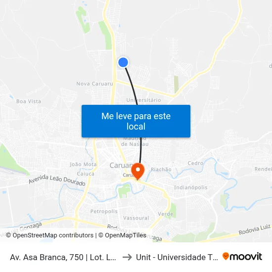 Av. Asa Branca, 750 | Lot. Luiz Gonzaga to Unit - Universidade Tiradentes map
