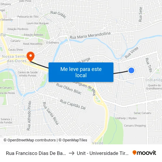 Rua Francisco Dias De Barros 18a to Unit - Universidade Tiradentes map