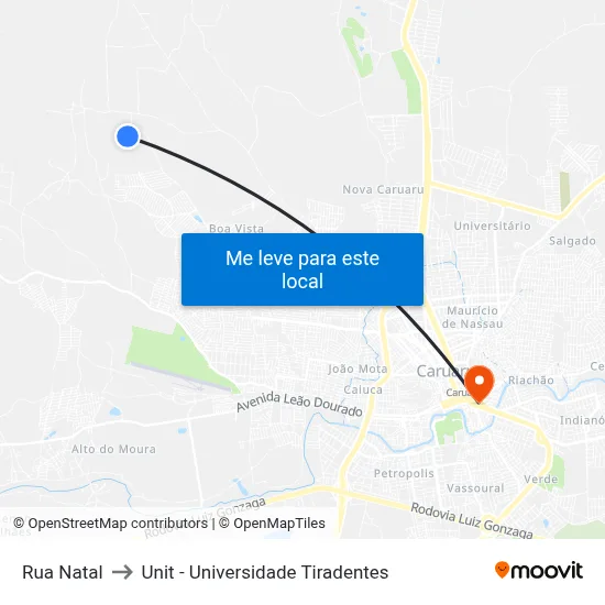 Rua Natal to Unit - Universidade Tiradentes map