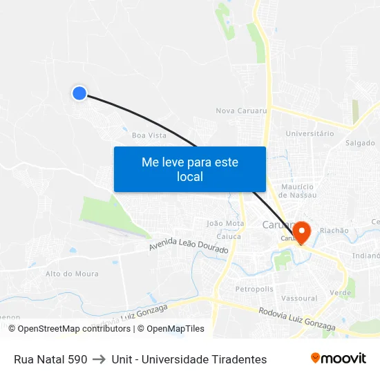 Rua Natal 590 to Unit - Universidade Tiradentes map