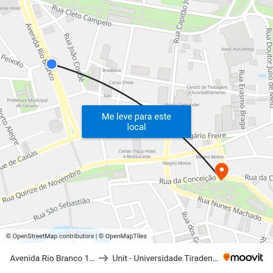 Avenida Rio Branco 164 to Unit - Universidade Tiradentes map