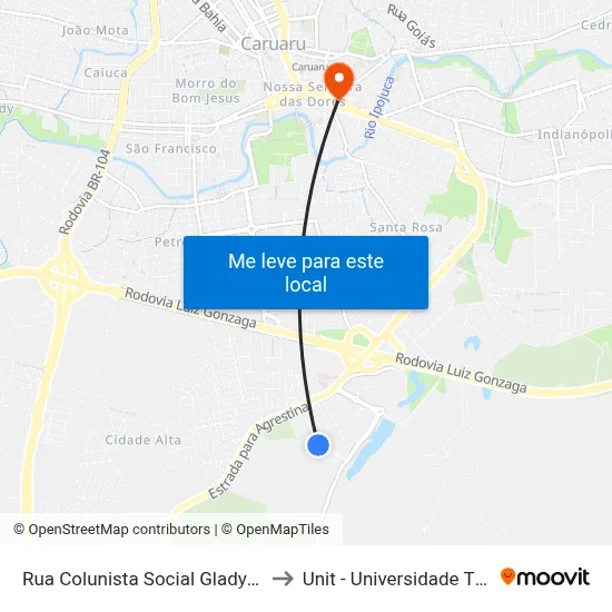 Rua Colunista Social Gladys Cardins 4 to Unit - Universidade Tiradentes map