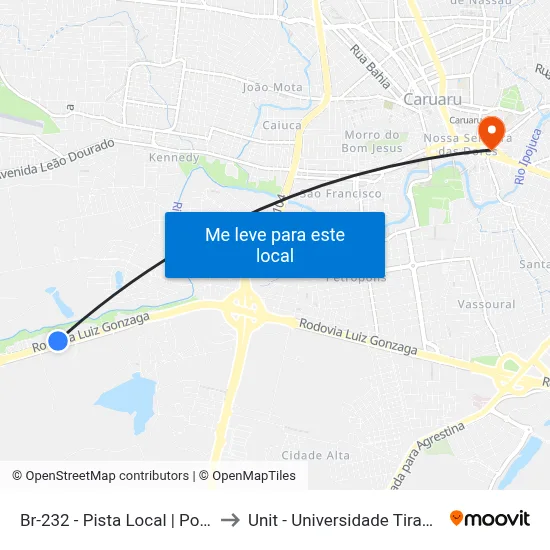 Br-232 - Pista Local | Posto Br to Unit - Universidade Tiradentes map