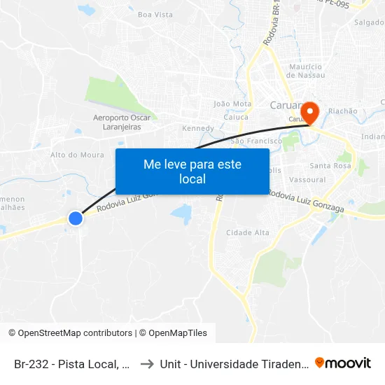 Br-232 - Pista Local, 420 to Unit - Universidade Tiradentes map