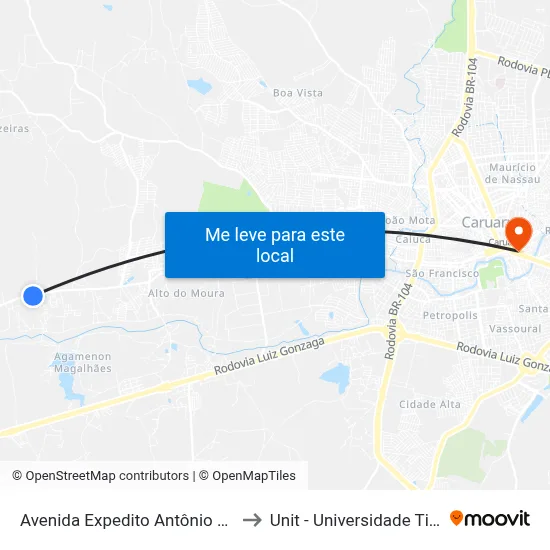 Avenida Expedito Antônio Da Silva 40 to Unit - Universidade Tiradentes map