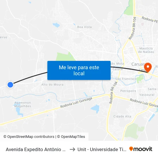 Avenida Expedito Antônio Da Silva 33 to Unit - Universidade Tiradentes map
