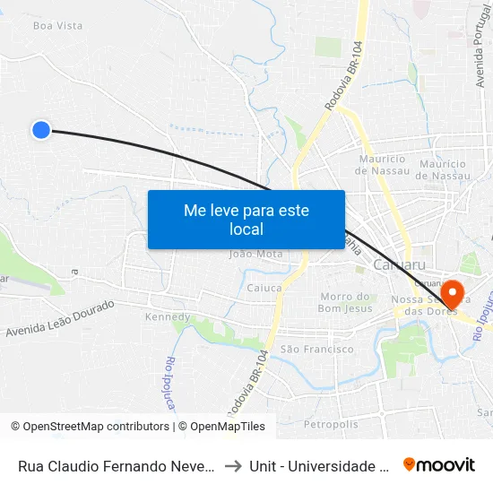Rua Claudio Fernando Neves Soares 227 to Unit - Universidade Tiradentes map