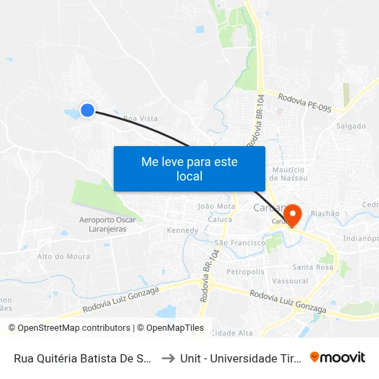 Rua Quitéria Batista De Souza 680 to Unit - Universidade Tiradentes map