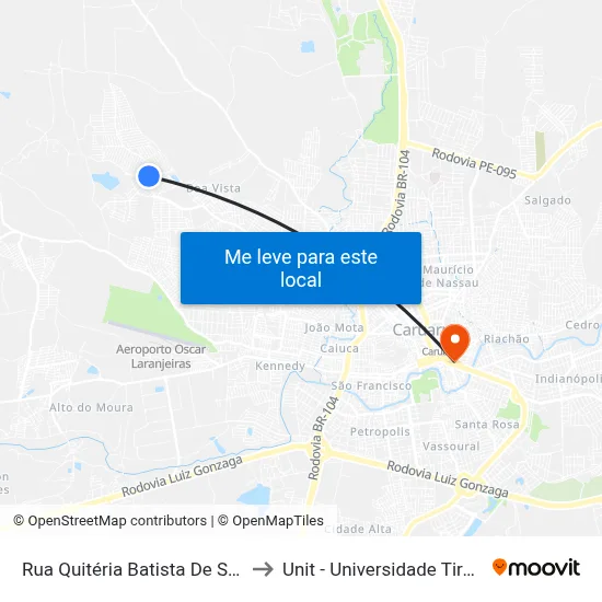 Rua Quitéria Batista De Souza 89 to Unit - Universidade Tiradentes map