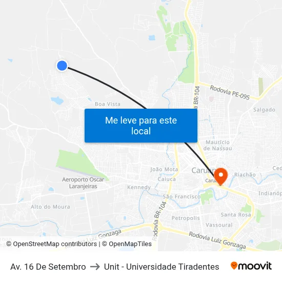 Av. 16 De Setembro to Unit - Universidade Tiradentes map
