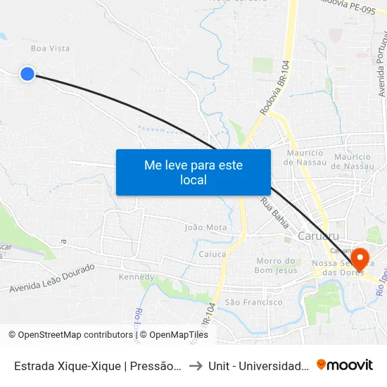 Estrada Xique-Xique | Pressão Total Home Center to Unit - Universidade Tiradentes map