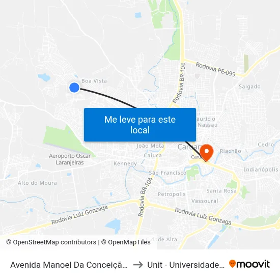 Avenida Manoel Da Conceição Gonçalves 444 to Unit - Universidade Tiradentes map