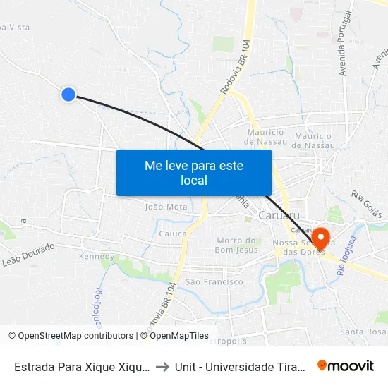 Estrada Para Xique Xique 443 to Unit - Universidade Tiradentes map