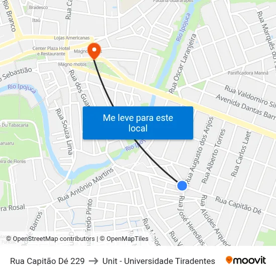 Rua Capitão Dé 229 to Unit - Universidade Tiradentes map
