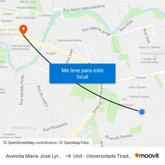 Avenida Maria José Lyra 583 to Unit - Universidade Tiradentes map