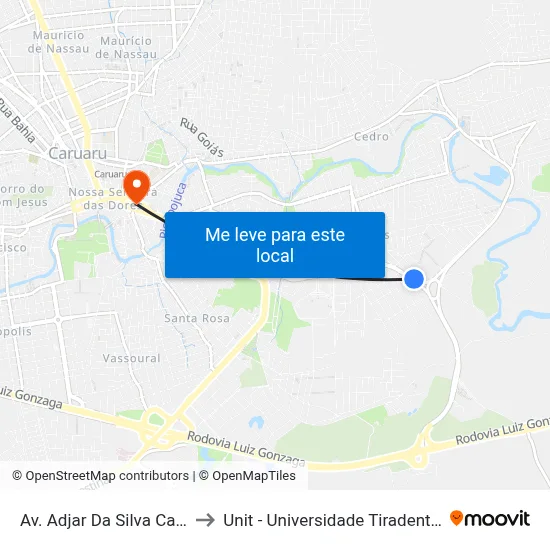 Av. Adjar Da Silva Casé to Unit - Universidade Tiradentes map