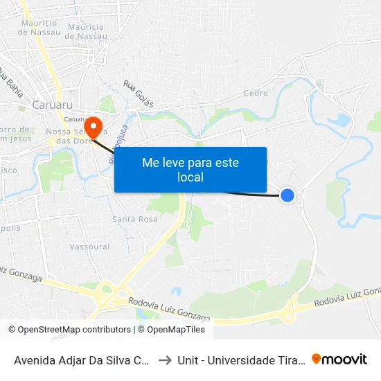 Avenida Adjar Da Silva Casé 311 to Unit - Universidade Tiradentes map