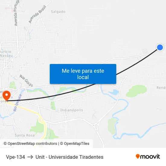 Vpe-134 to Unit - Universidade Tiradentes map