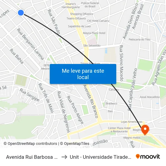 Avenida Rui Barbosa 383 to Unit - Universidade Tiradentes map