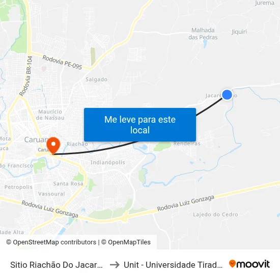 Sitio Riachão Do Jacaré 285 to Unit - Universidade Tiradentes map